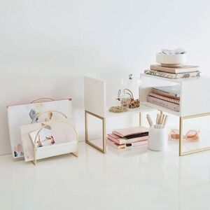 *NIB* Pottery Barn Teen Glam White and Gold Desk Shelves